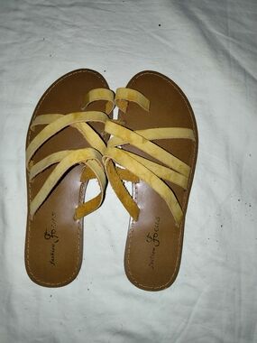 Fashion Focus Yellow Multi-Strap Slide Sandals for Women